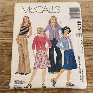 Vintage McCall's Girls Cardigan Top Skirt Pants Uncut Sewing Pattern 4179